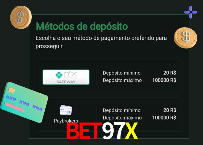 O cassino Bet97X oferece uma grande variedade de métodos de pagamento